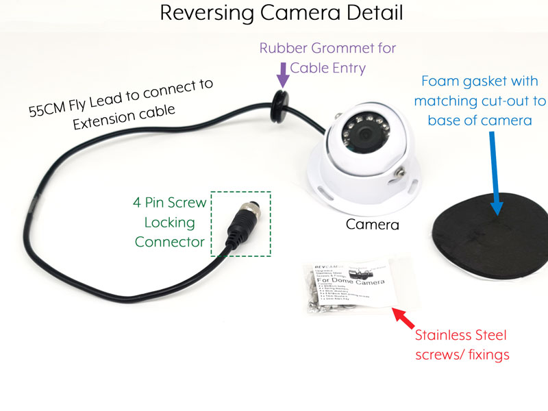 White Dome Reversing Camera - Sony CCD 700TVL - 4-Pin
