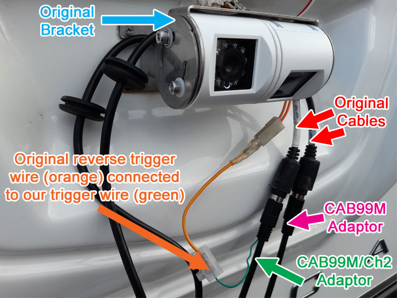 Replacement twin lens reversing camera on a Swift/Bessacarr motorhome using our Sargant Electrical compatible adaptors