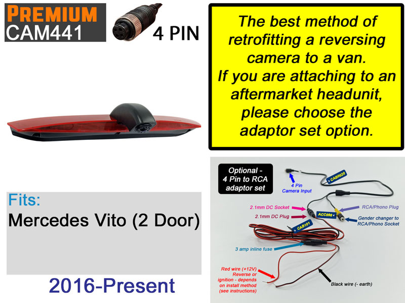 Mercedes Vito Two door vans from 2016+ Brake Light Reversing Camera | CAM441