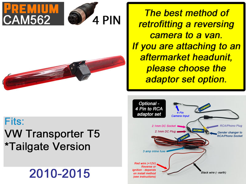 VW Transporter T5 Tailgate 2003-2015 Brake Light Reversing Camera | CAM562