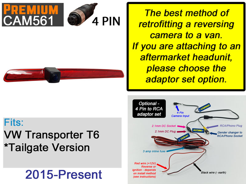 VW Transporter T6 2015-2024 Brake Light Reversing Camera | CAM561