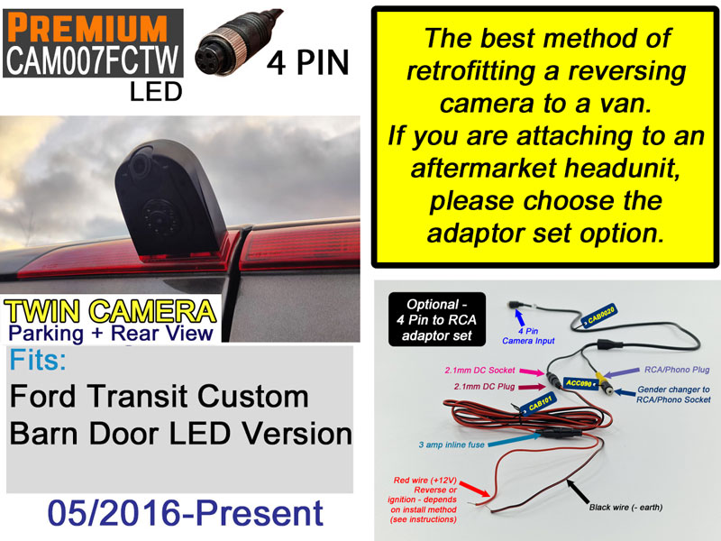 Ford Transit Custom May 2016-2024 Twin Lens Brake Light Reversing Camera | CAM007FTC LED TW