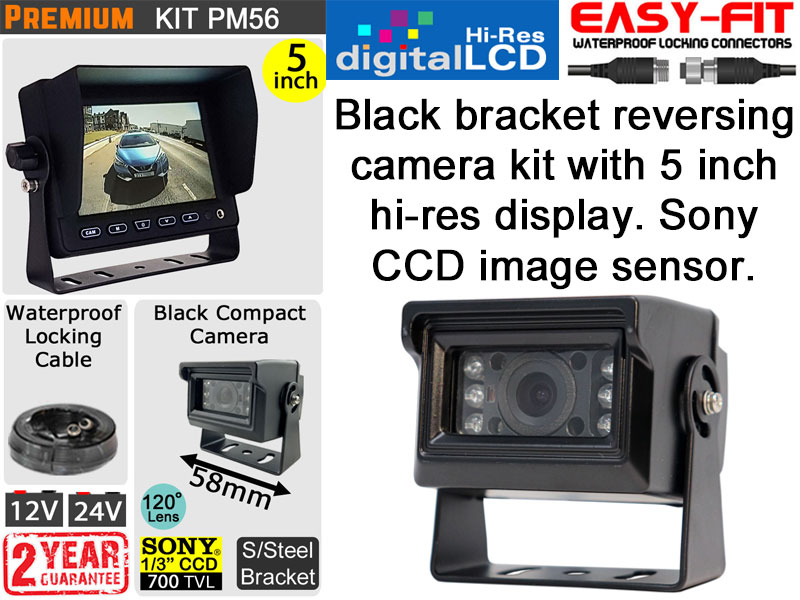 Compact Sony CCD Bracket Reversing Camera Kit with 5" Dash Monitor - PM56