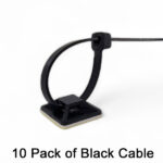 10x Black Cable Tie Adhesive Base + 250mm Cable Tie | ACC1523+ACC1332