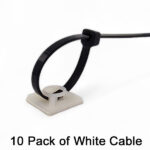 10x White Cable Tie Adhesive Base + 250mm Cable Tie | ACC1524+ACC1332