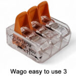 Wago 3 Pole Terminal Block Splice Connector with lever lock and transparent body | ACC221-3 / 221-413