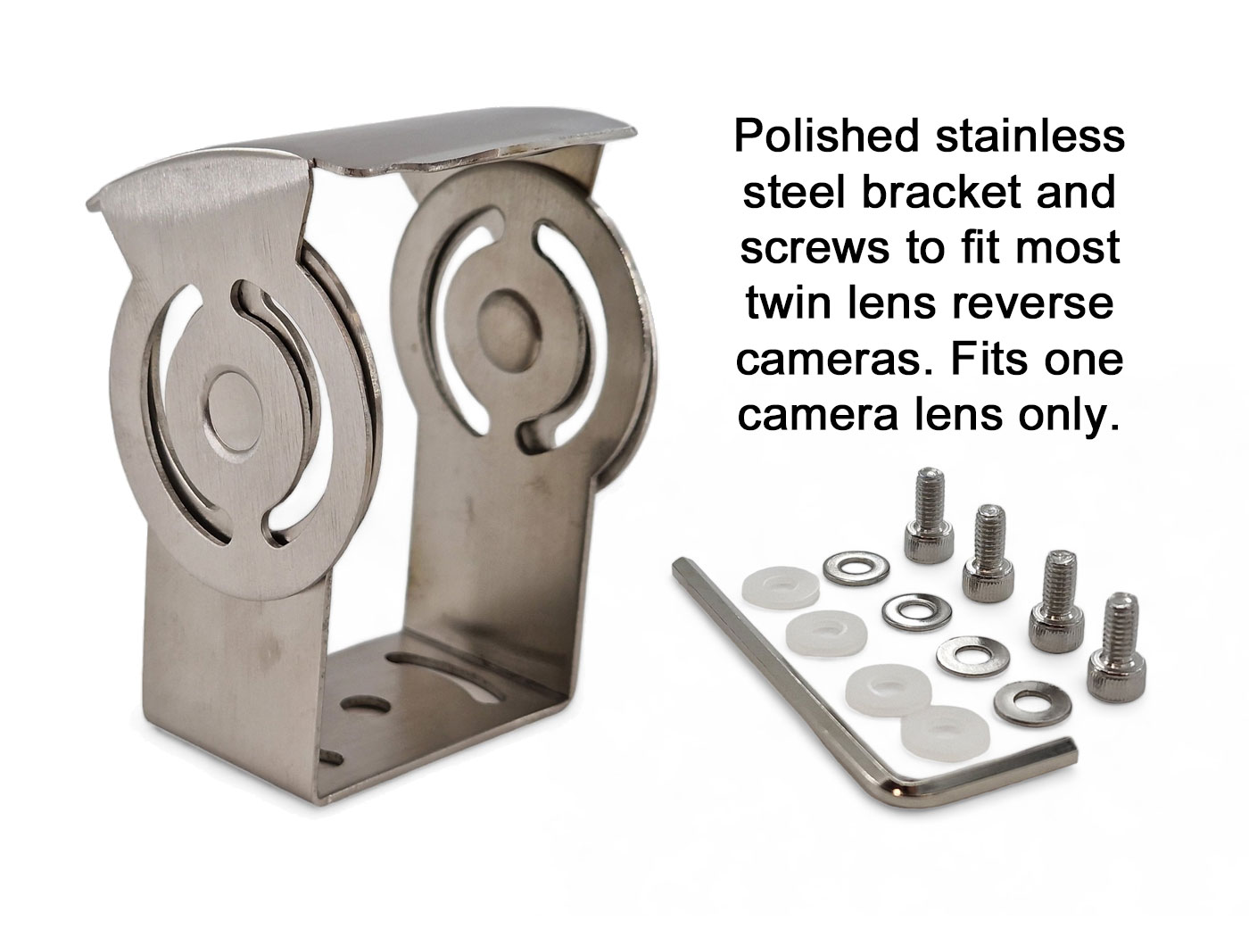 Polished Stainless Steel Bracket to fit a single unit from a twin lens camera | ACC111