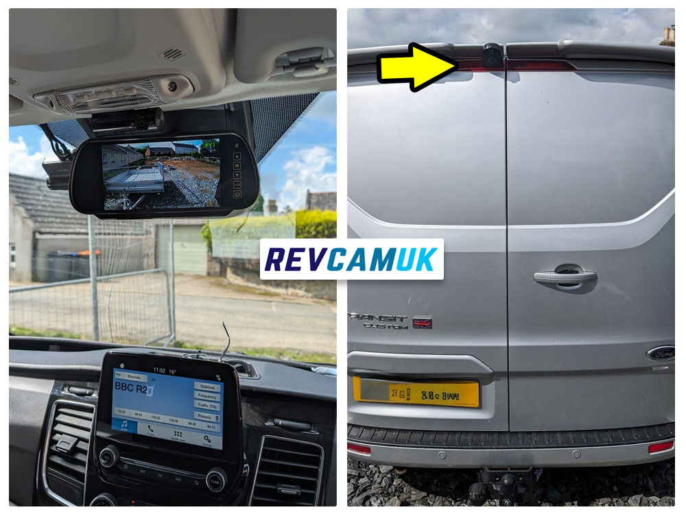 Ford Transit Custom Twin Brake Light Reversing and Rear View Camera with Mirror Display