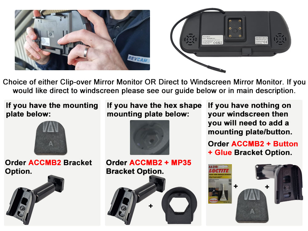 Ford Transit Mk8/Mk9 (2014+) Brake Light Reversing Camera kit with 7" Mirror Display - PM39BLC