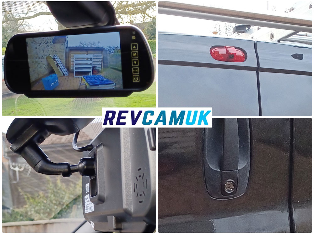 Renault Trafic Brake Light Reversing Camera fitted by customer with mirror monitor and flush bumper camera mounted to handle