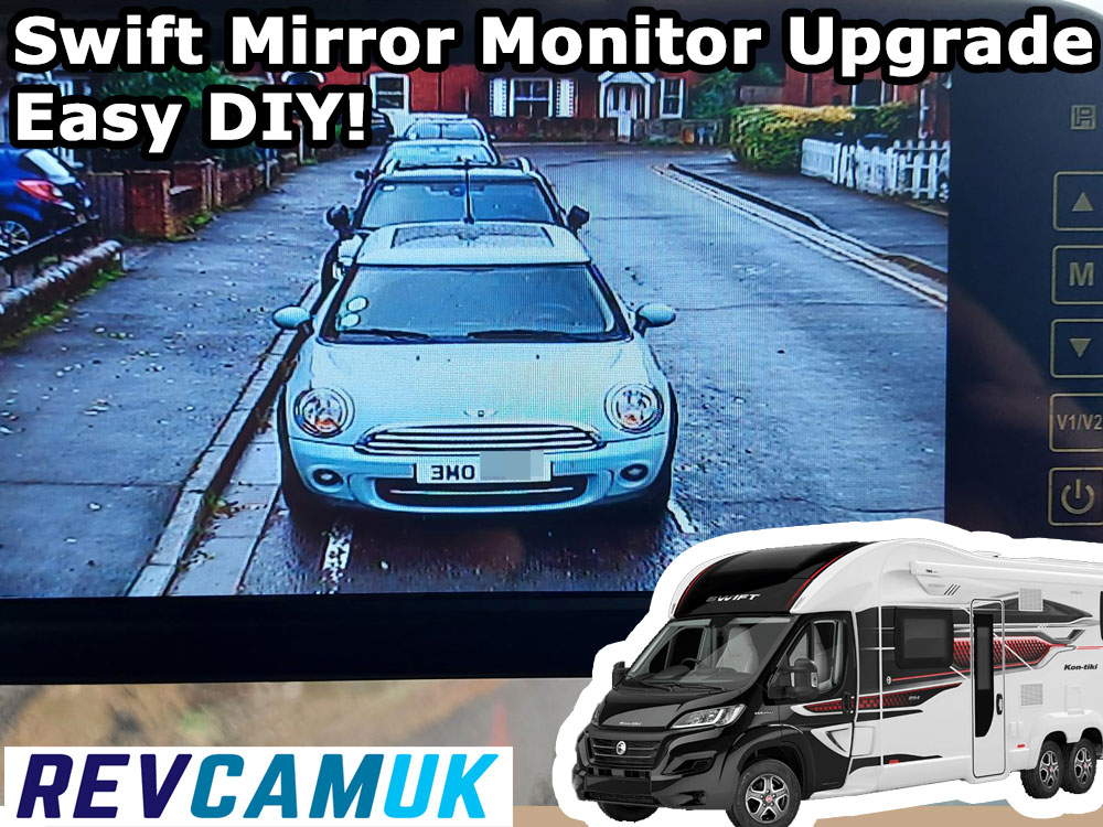 Changing a customer's Swift Motorhome Rear View Mirror Monitor for one of ours