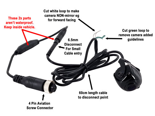 Small Black Bracket Reversing Camera - 700TVL CMOS - 4-Pin & RCA