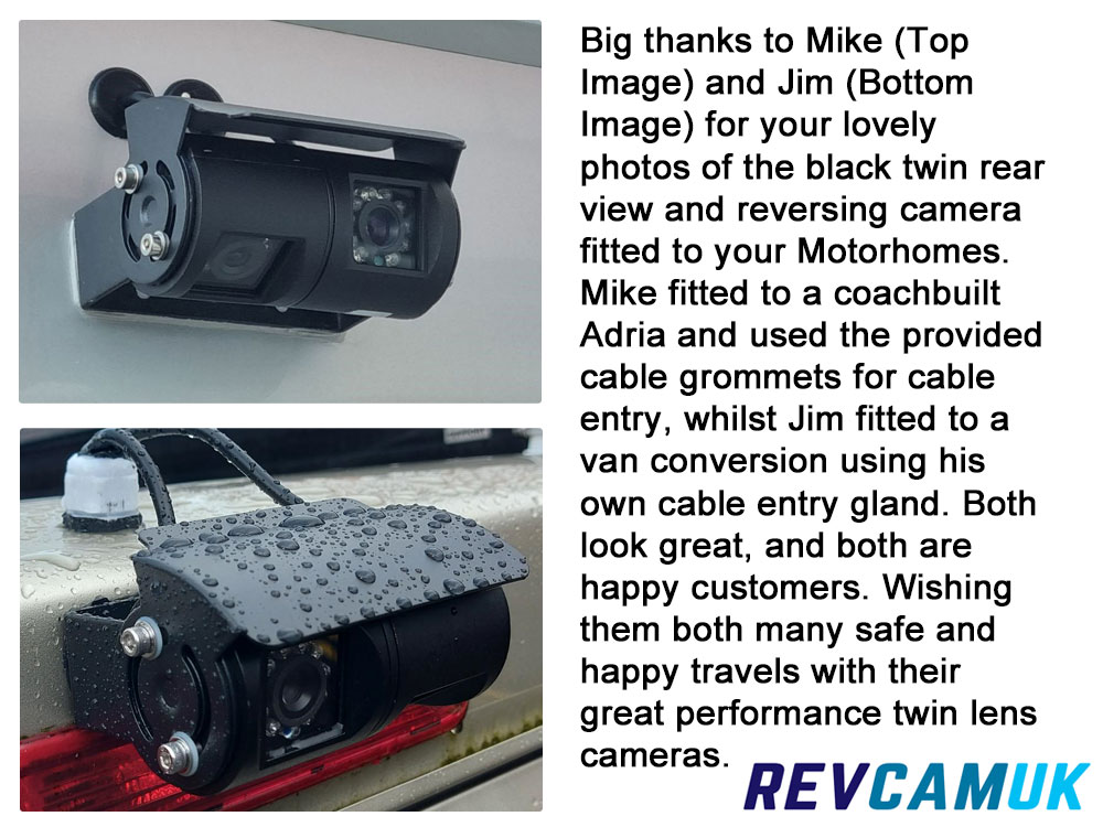 Black Twin-Lens Reversing & Rear-View Camera - Sony CCD 700TVL - Stainless Steel Bracket - 4-Pin