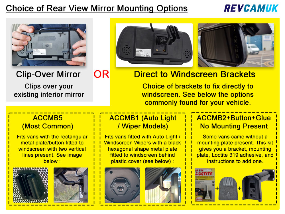 Mercedes Sprinter (2006+) / VW Crafter (2006-2017) Brake Light Reversing Camera kit with 7" Mirror Display - PM39BLD