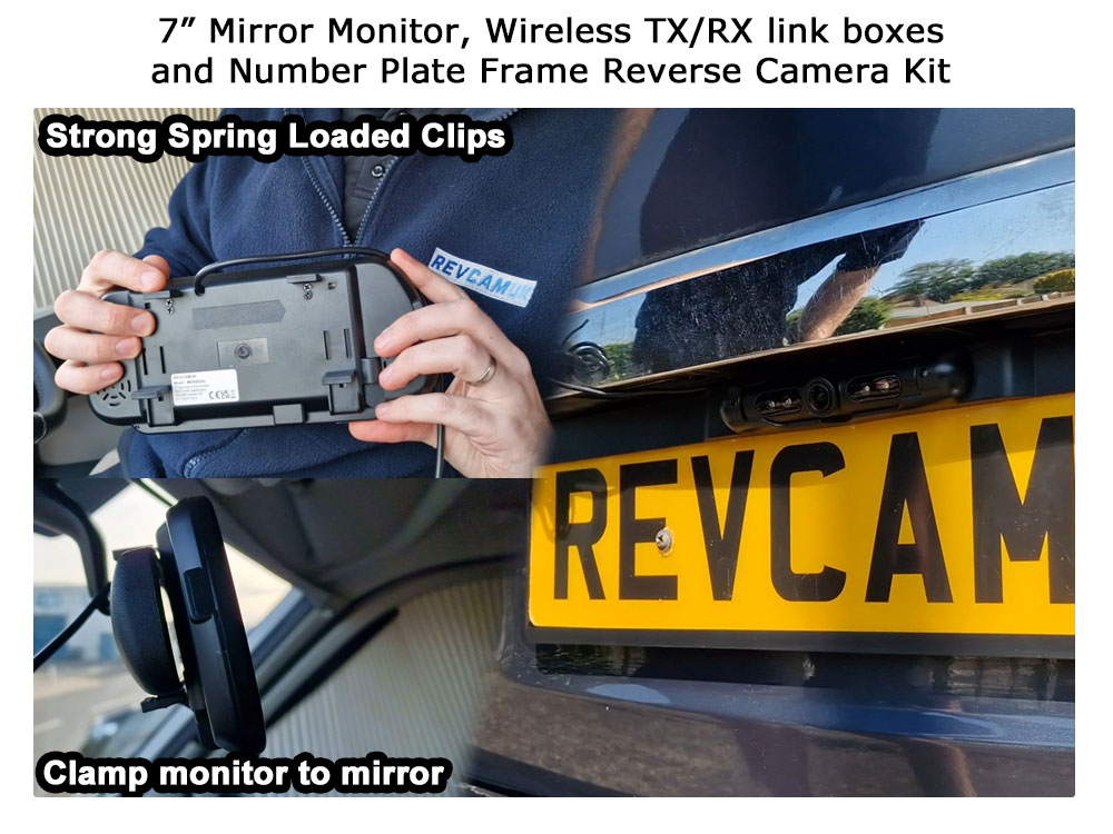 Number Plate Frame Wireless Parking Camera Kit with 7" mirror monitor | DW35F