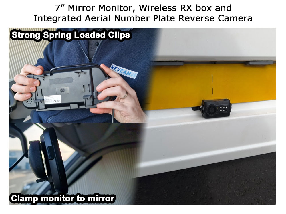 Number Plate Wireless Reversing Camera System with 7" mirror monitor | DW30B