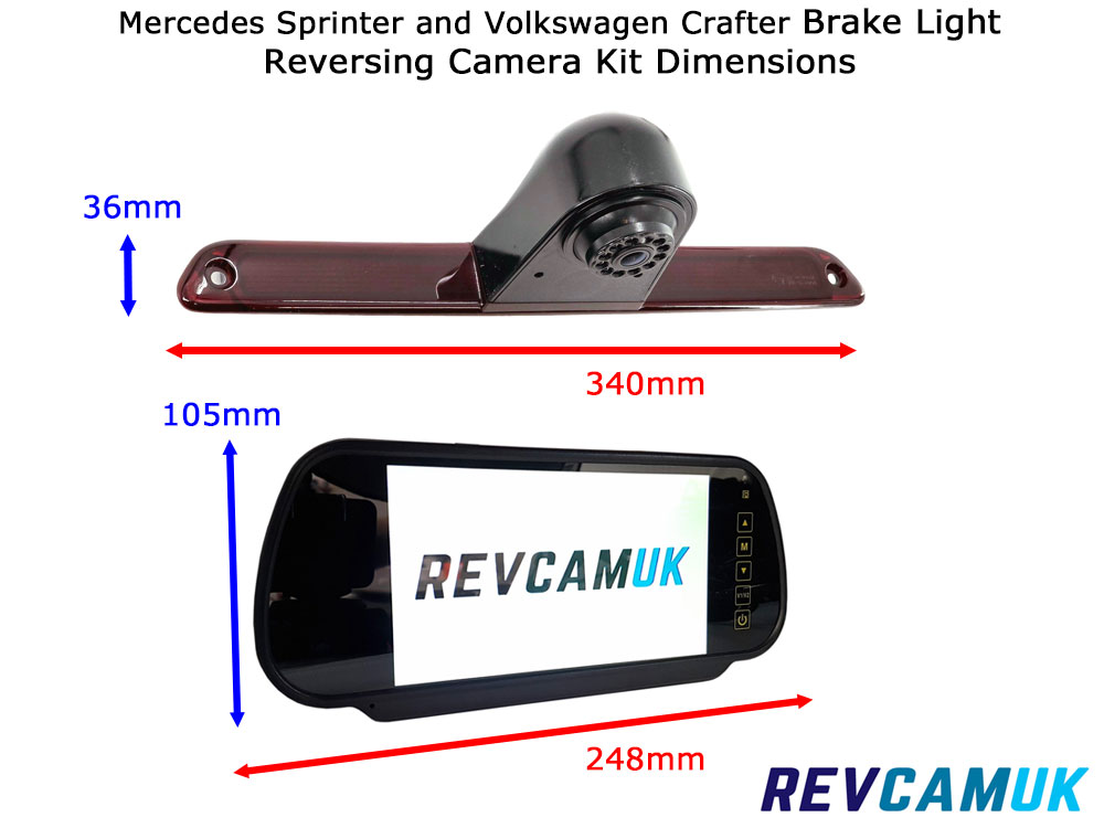 Mercedes Sprinter (2006+) / VW Crafter (2006-2017) Brake Light Reversing Camera kit with 7" Mirror Display - PM39BLD