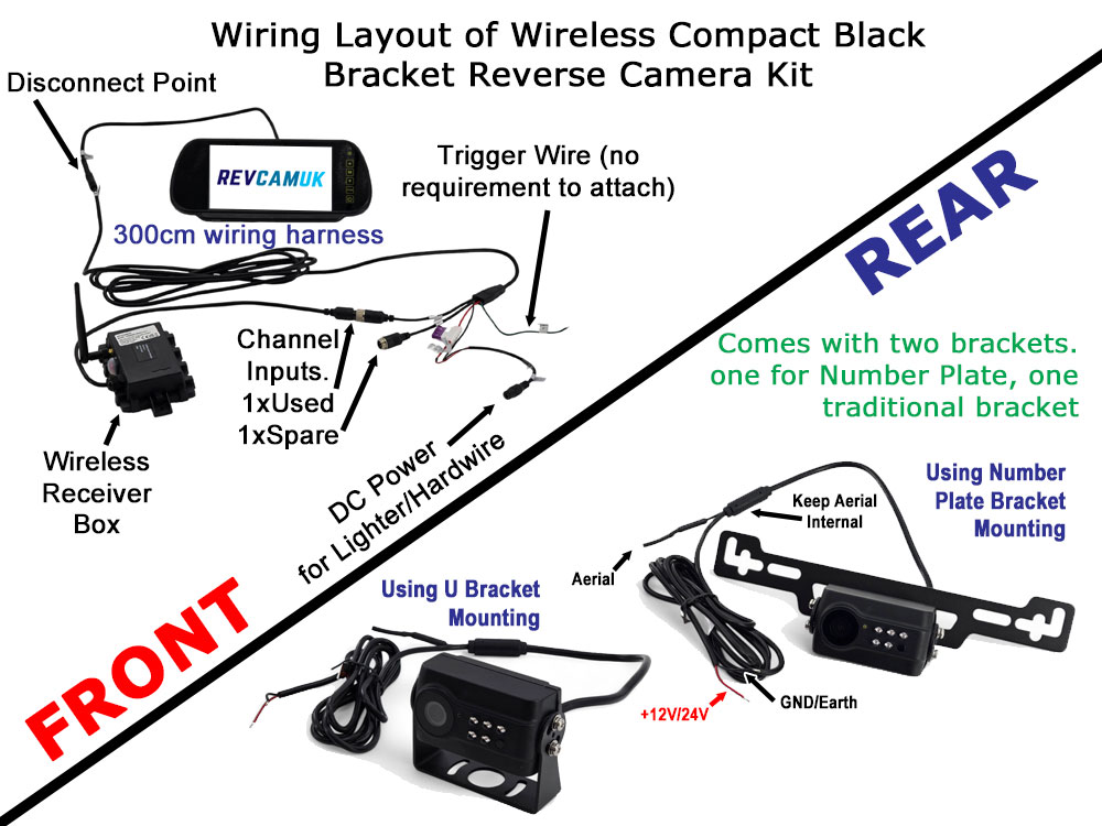 Number Plate Wireless Reversing Camera System with 7" mirror monitor | DW30B