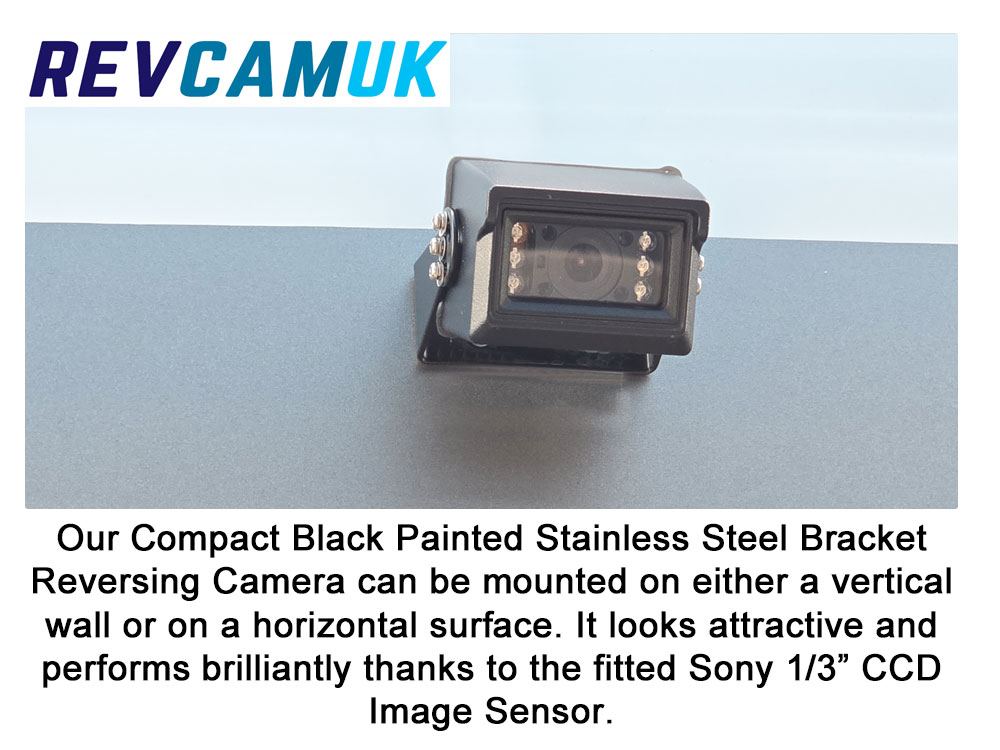 Compact Black Reversing Camera - Sony CCD 700TVL - Stainless Steel Bracket - 4-Pin