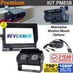 7" Heavy Duty Dash Monitor + Sony CCD (or optional Sony AHD) Black Twin Lens Bracket Reversing & Rearview Camera Kit - PM83