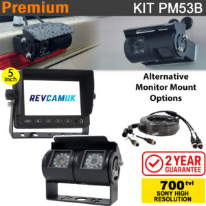 5" Dash Monitor + Sony CCD Black Twin Lens Bracket Reversing & Rearview Camera Kit - PM53B