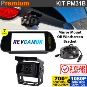 Black Bracket Reversing Camera Kit with Sony CCD or AHD image sensor + Mirror Monitor - PM31B 
