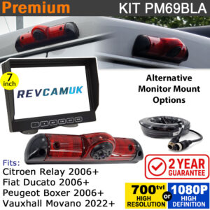 Fiat Ducato / Citroen Relay / Peugeot Boxer / Vauxhall Movano Brake Light Reversing Camera kit with 7" Monitor Display - PM69BLA