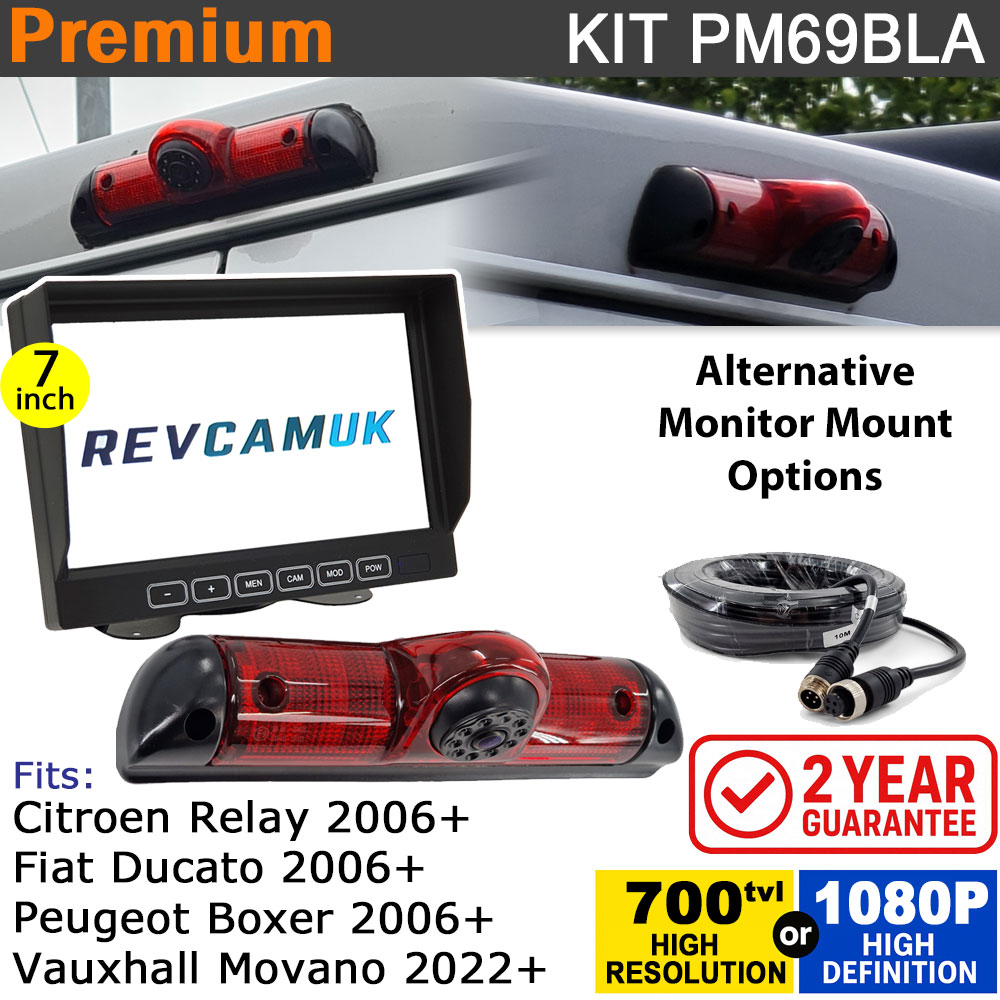 Fiat Ducato / Citroen Relay / Peugeot Boxer / Vauxhall Movano Brake Light Reversing Camera kit with 7" Monitor Display - PM69BLA