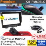 Ford Transit Mk8/Mk9 (2014+) Brake Light Reversing Camera kit with 7" Monitor Display - PM69BLC