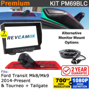 Ford Transit Mk8/Mk9 (2014+) Brake Light Reversing Camera kit with 7" Monitor Display - PM69BLC