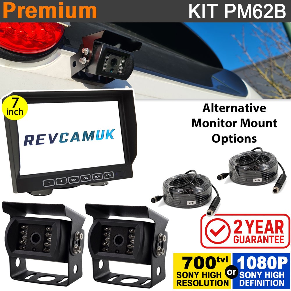 Dual Reversing Camera Kit for Horseboxes, Agriculture & Plant with 7″ Dash Monitor – Sony CCD or 1080P High Definition | PM62