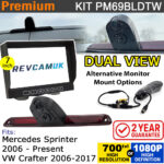 Mercedes Sprinter & VW Crafter Rear View + Reversing Camera kit for brake light with 7" Monitor Display - PM69BLDTW