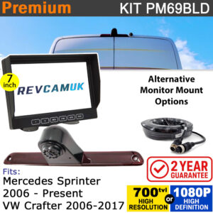 Mercedes Sprinter (2006+) / VW Crafter (2006-2017) Brake Light Reversing Camera kit with 7" Monitor Display - PM69BLD