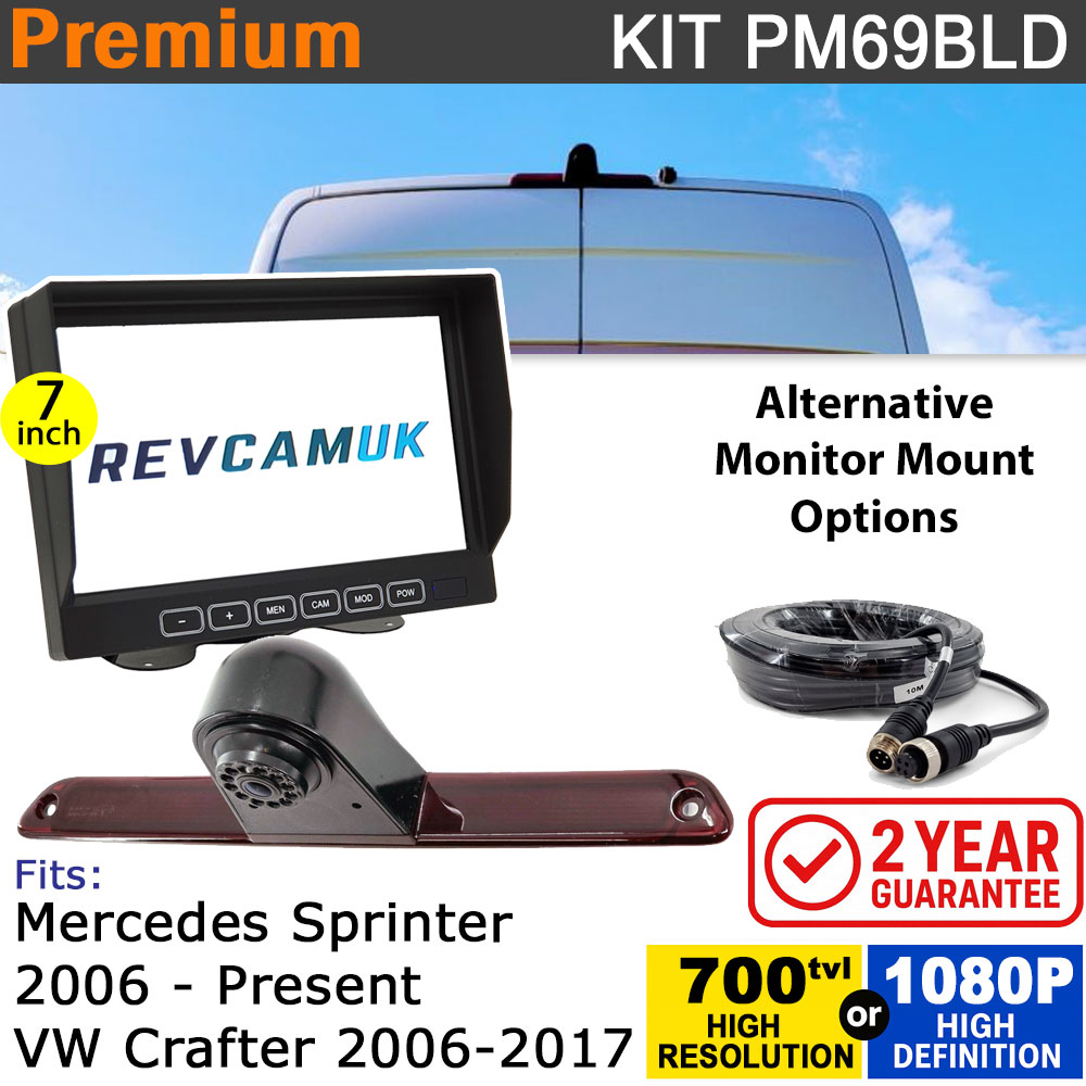 Mercedes Sprinter (2006+) / VW Crafter (2006-2017) Brake Light Reversing Camera kit with 7" Monitor Display - PM69BLD