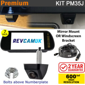 Bolt to Numberplate Reversing Camera Kit with Mirror Monitor - PM35J