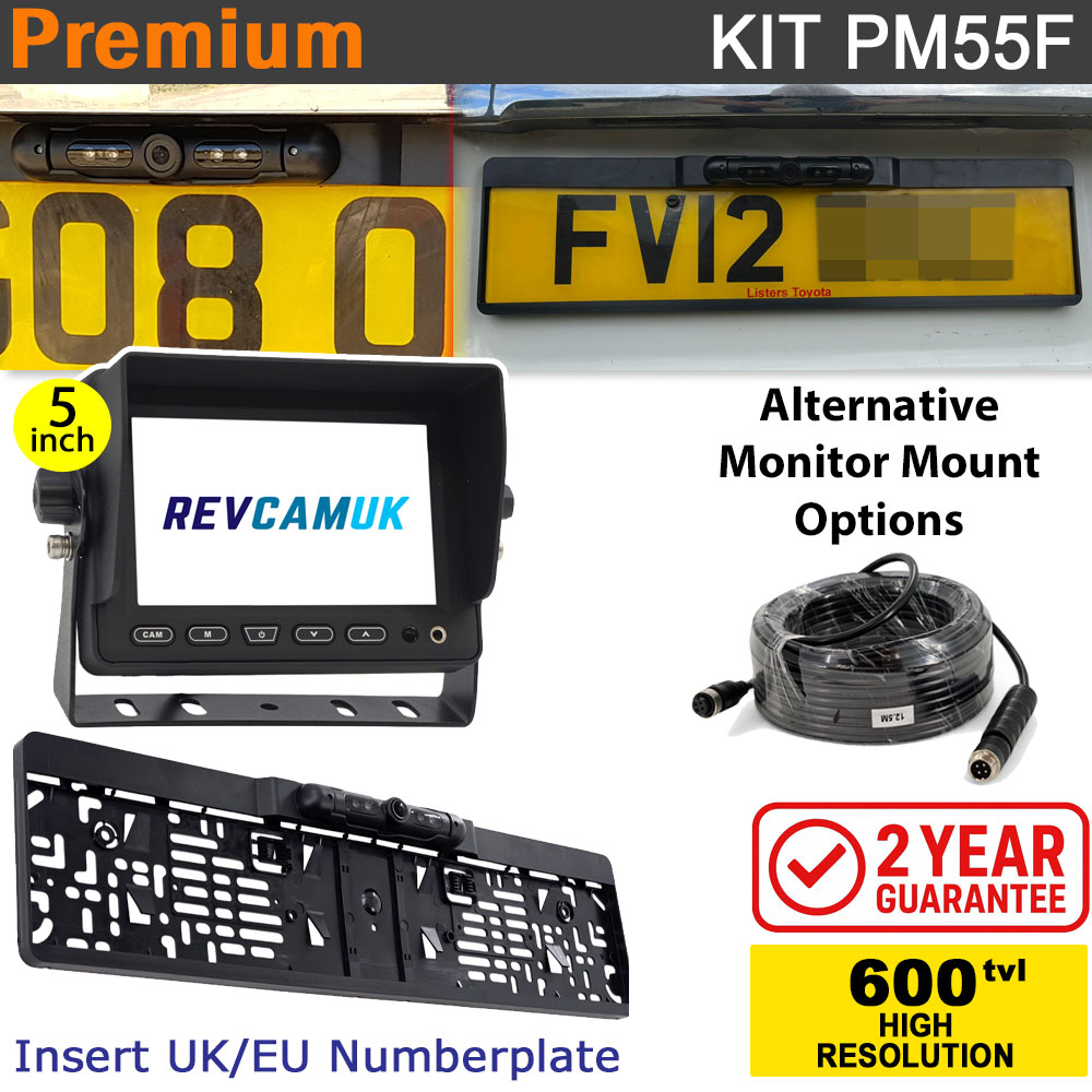 Number Plate Frame Reversing Camera Kit with 5" Dash Monitor - PM55F