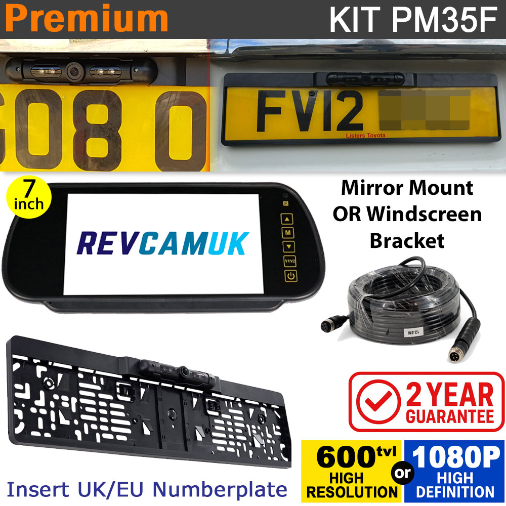 Numberplate Frame Reversing Camera System with Mirror Monitor (600TVL or 1080P AHD option) | PM35F