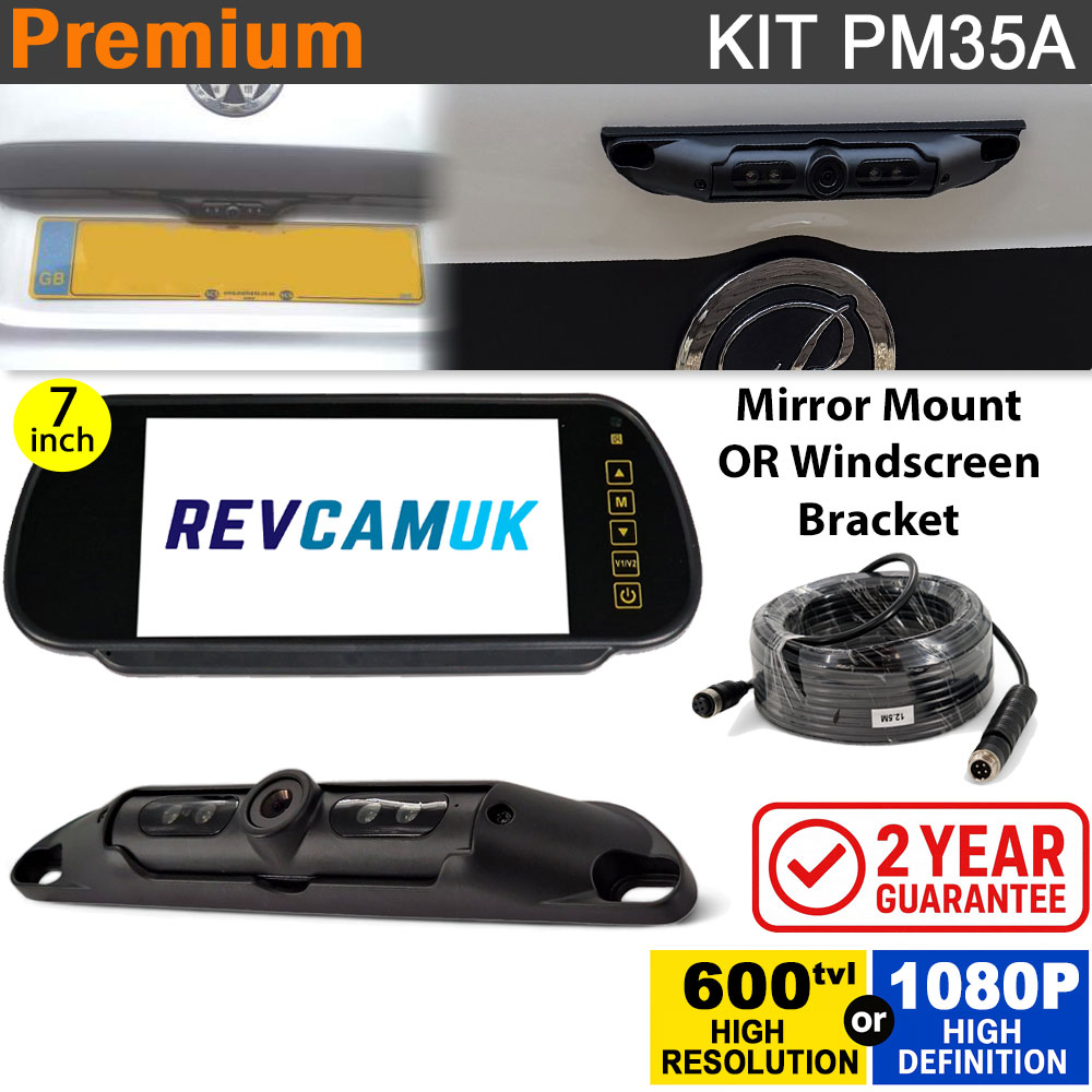 Number Plate Reverse Camera Kit with 7" Mirror Monitor (600tvl or 1080P option) | PM35A