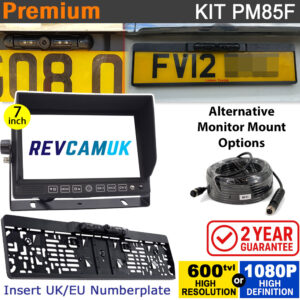 7" Heavy Duty Dash Display + Numberplate Frame Reversing Camera Kit (option of 600TVL or 1080P AHD camera) - PM85F
