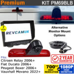 Fiat Ducato / Citroen Relay / Peugeot Boxer / Vauxhall Movano Brake Light Reversing Camera kit with 7" Monitor Display - PM69BLB