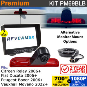 Fiat Ducato / Citroen Relay / Peugeot Boxer / Vauxhall Movano Brake Light Reversing Camera kit with 7" Monitor Display - PM69BLB