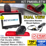Fiat Ducato / Citroen Relay / Peugeot Boxer / Vauxhall Movano Twin Lens Brake Light Rear View + Reverse Camera kit with 7" Monitor Display - PM69BLBTW