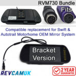 RVM730 Swift/Autotrail Compatible Replacement 7-inch Bracket Mirror Monitor Bundle with 6 Pin Adaptor