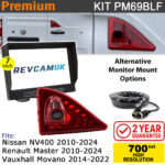 Renault Master / Vauxhall Movano / Nissan NV400 (2010+) Brake Light Reversing Camera kit with 7" Monitor Display - PM69BLF
