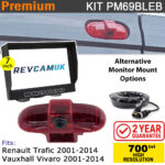 Vauxhall Vivaro / Renault Trafic (2001-2014) Brake Light Reversing Camera kit with 7" Monitor Display - PM69BLEB