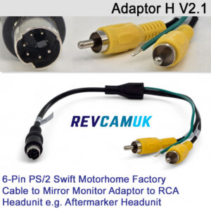 Swift Autotrail Bessacarr Motorhome Reversing Camera Adaptor | Converts 6 Pin to Mirror Monitor in to RCA and a Reverse Trigger Wire | Adaptor-H V2.1