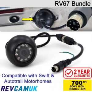 RV67 Compatible Replacement Reversing Camera Bundle with 6-Pin PS/2 Adaptor for Swift and Autotrail Motorhomes | RV67-Bundle
