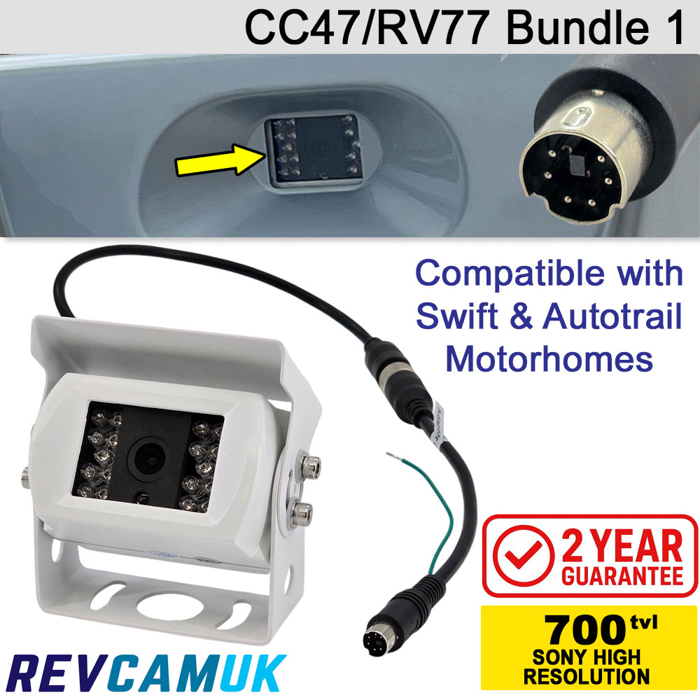 Compatible Bundle to Replace Faulty RV77/CC-47 Reversing Cameras on Swift/Autotrail/Bessacarr Motorhomes | CC47/RV77-Bundle1