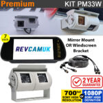 White Twin Lens Bracket Reversing & Rear View Camera Kit for Motorhomes with Mirror Monitor | PM33W