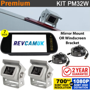 2x Sony CCD or AHD White Bracket Reverse Cameras Kit ideal for Horseboxes - PM32W